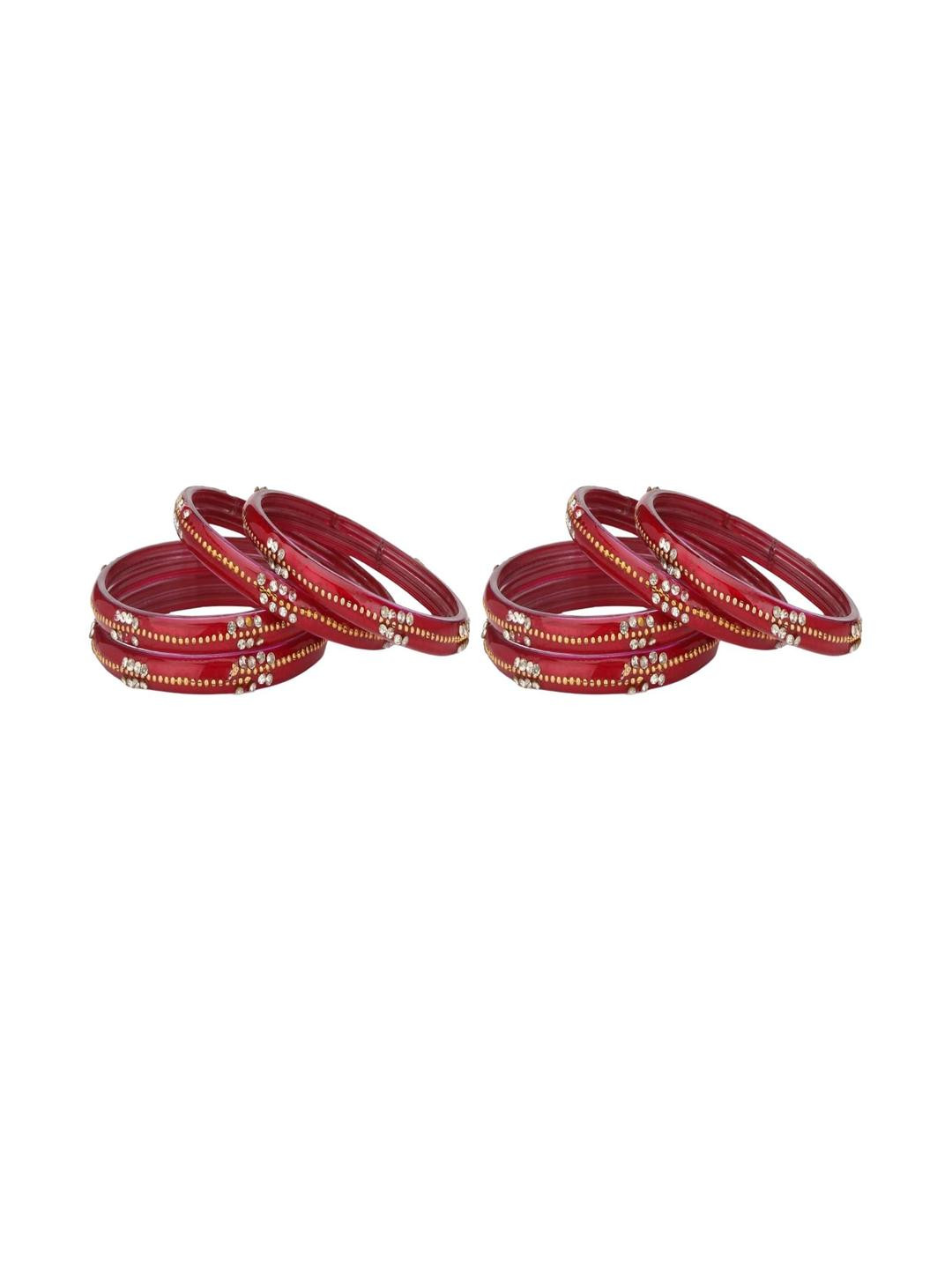 1ST TIME Set Of 8 Stone-Studded Bangles