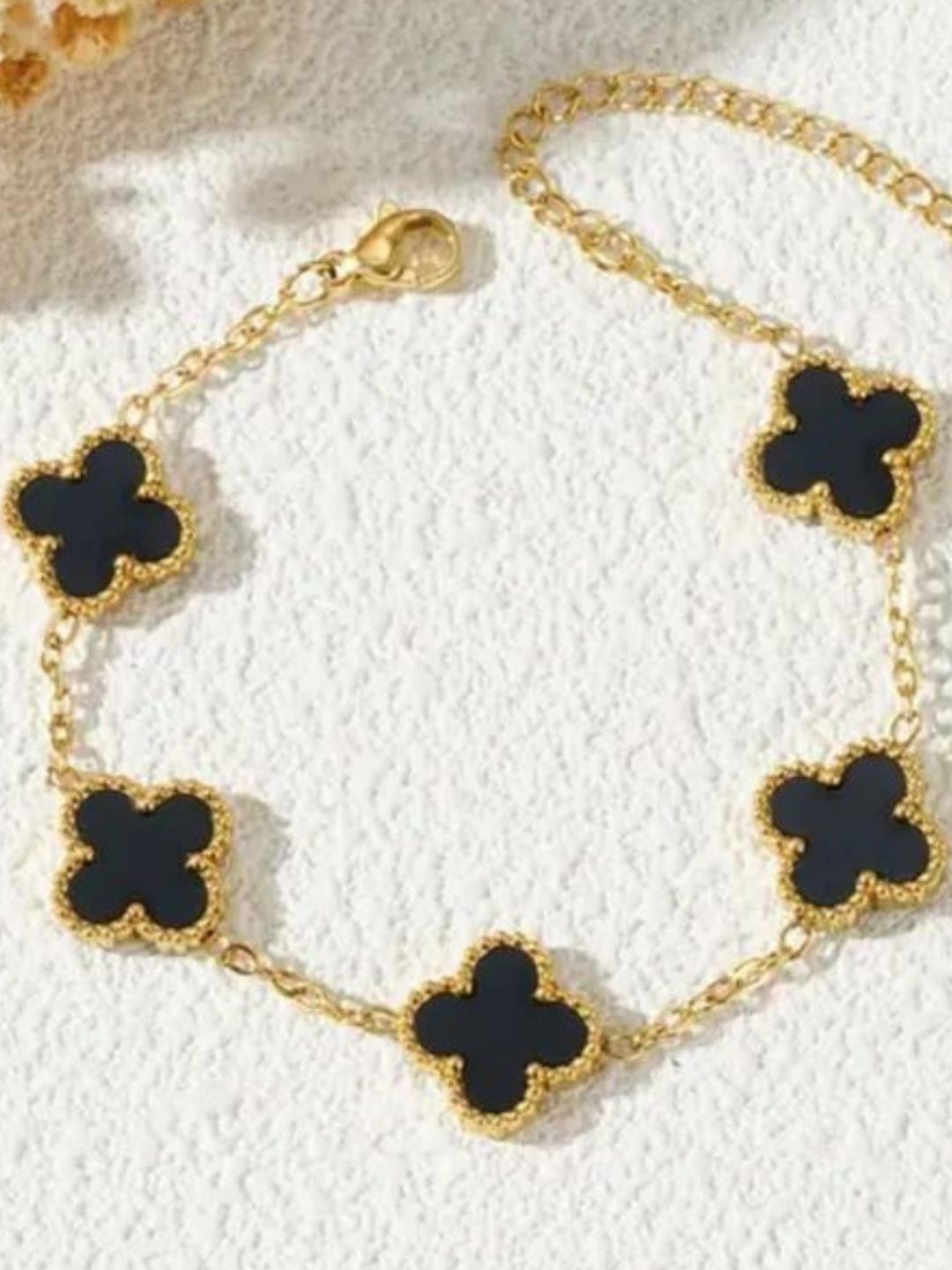 Peprika Gold-Plated Stainless Steel Artificial Stones Charm Bracelet