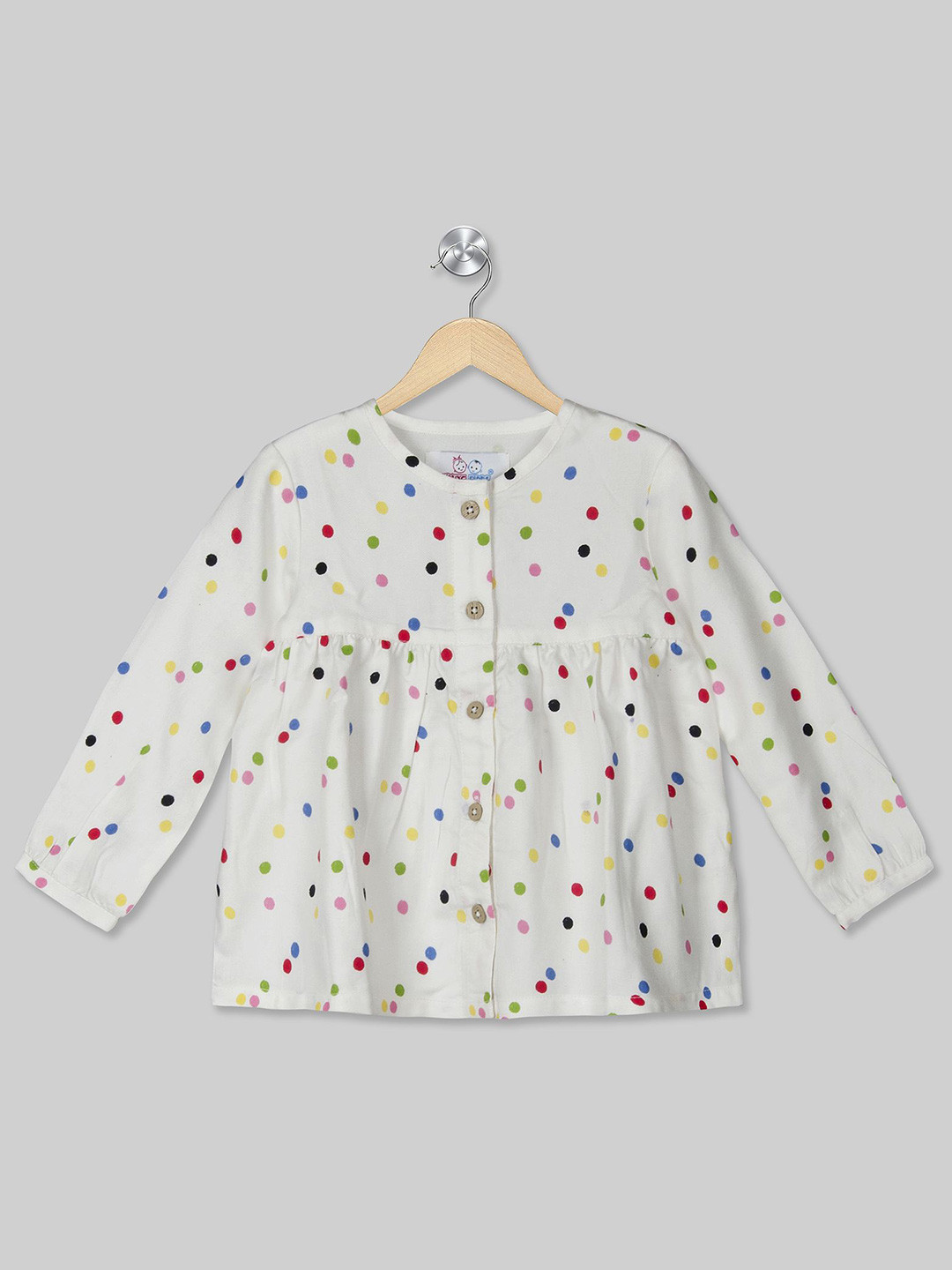 YOUNG BIRDS Polka Dot Print Puff Sleeve A-Line Dress