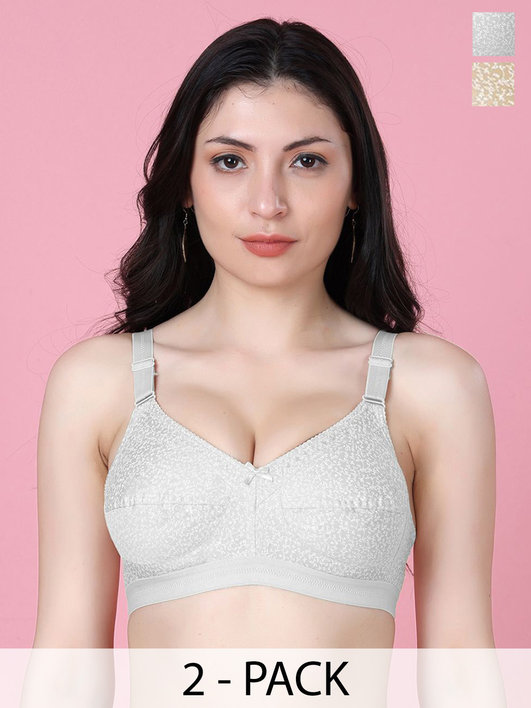 SHYAM SONS FLAIR Pack of 2 Dipali Floral Full Coverage Cotton Bras