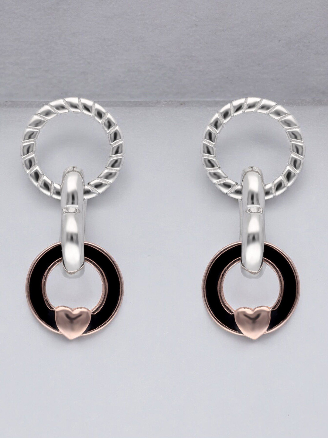 Crash.Club By CKC Silver-Plated Circular Shaped Drop Earrings