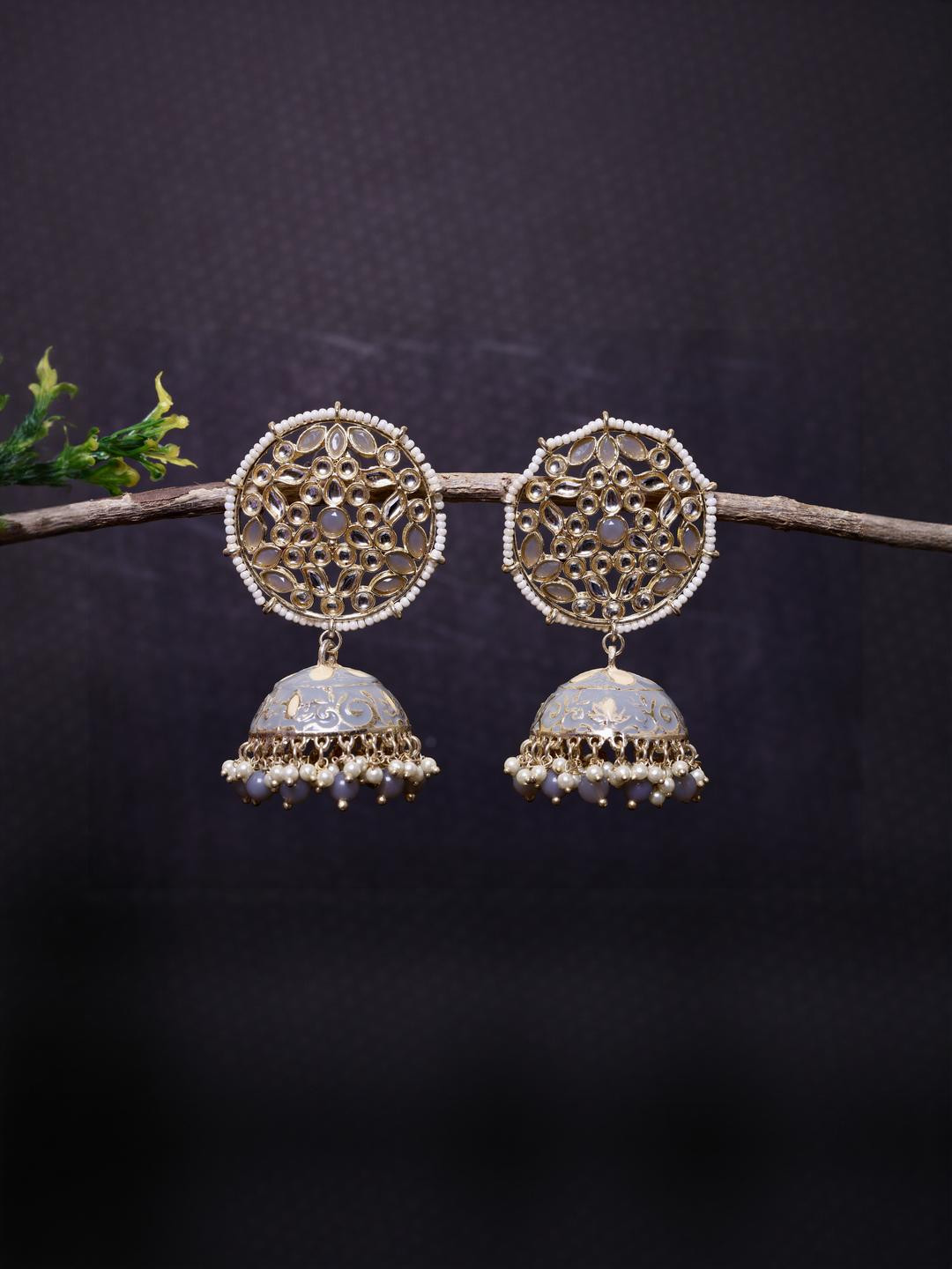 FASHION EMPIRE Gold-Plated Dome Shaped Brass Jhumkas