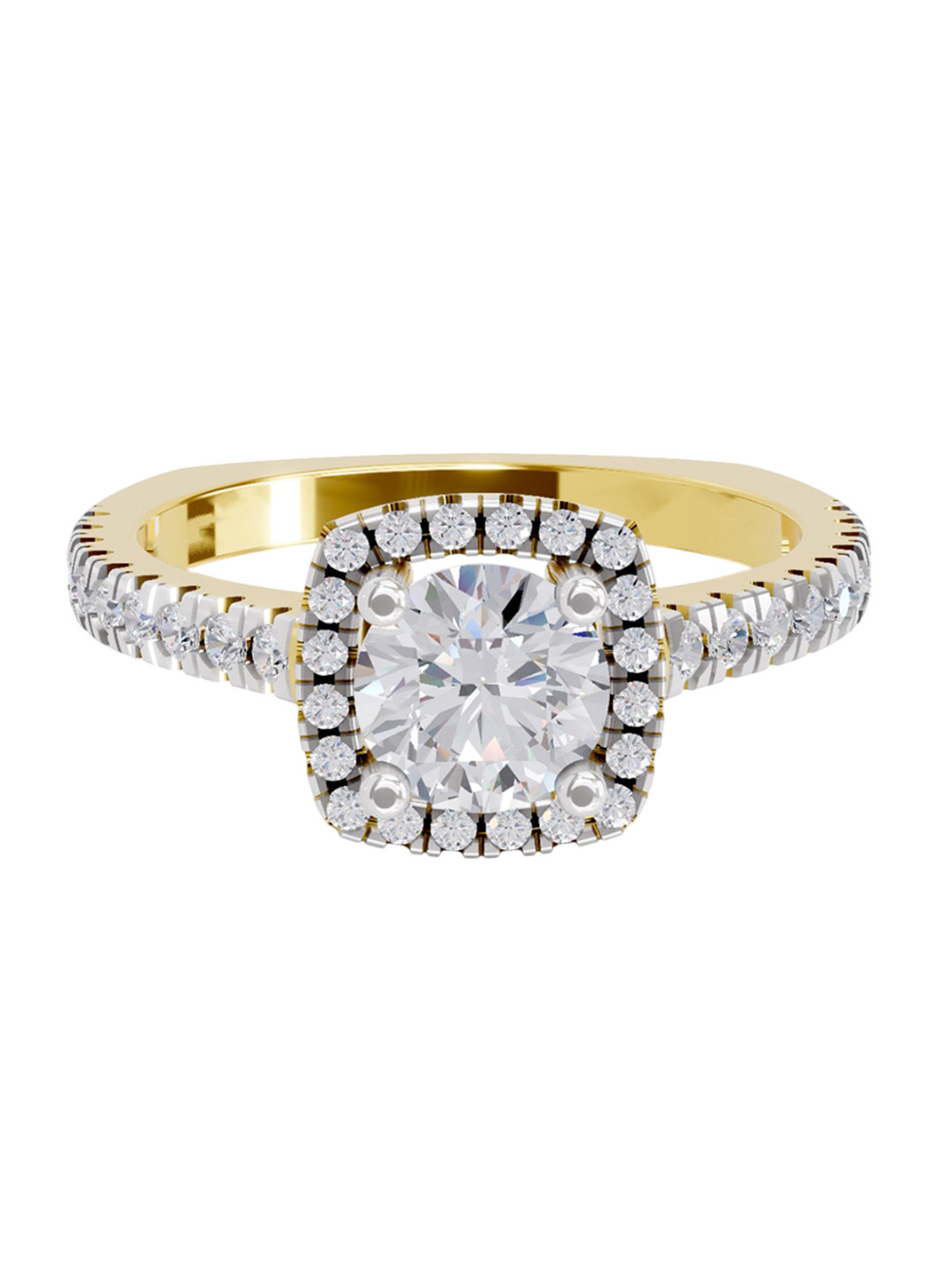 Sparkles Women 14K Yellow Gold Lab Grown Diamond 1.17 Carat Round Shape Diamond Ring