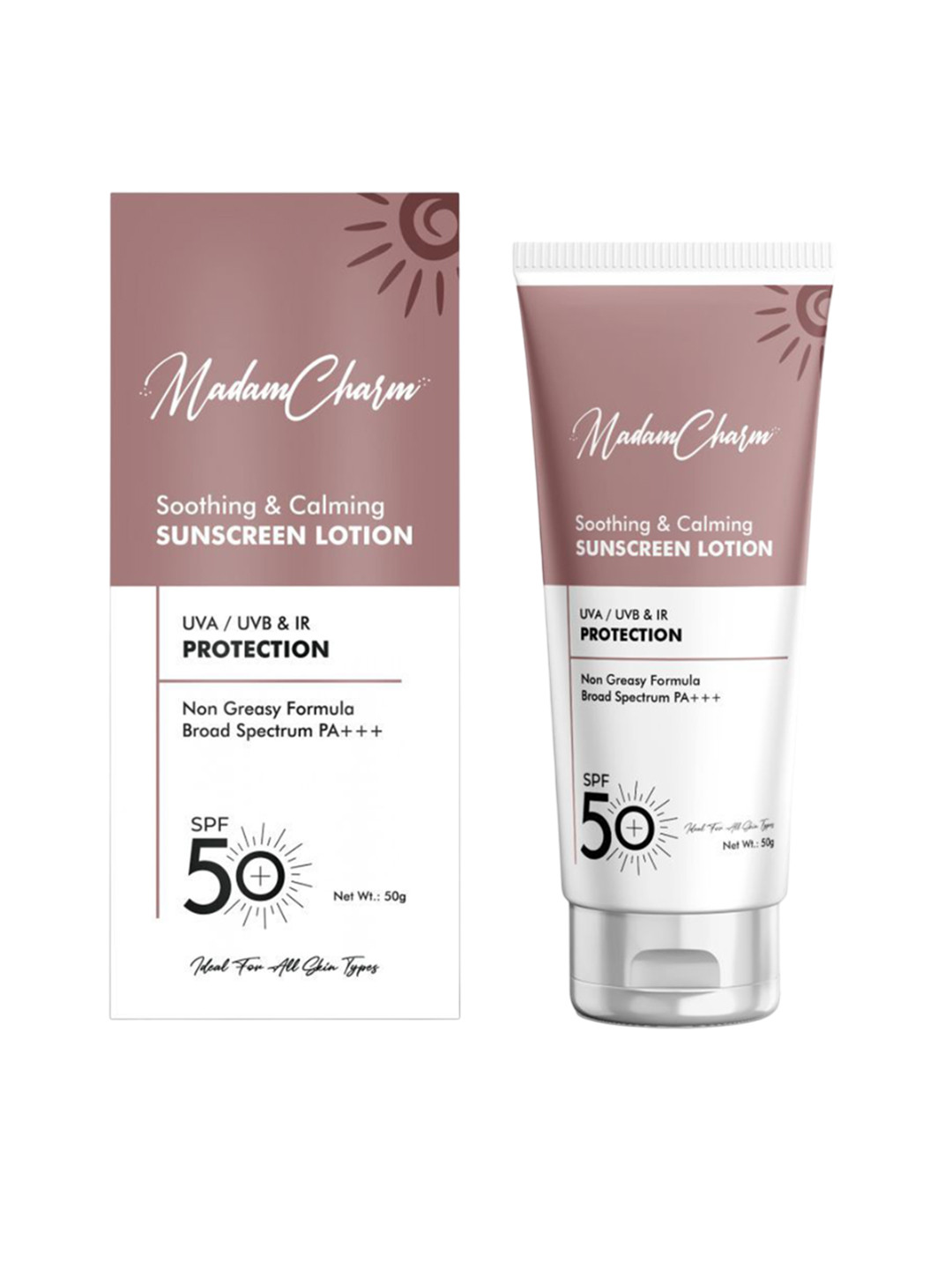 MADAMCHARM SPF 50 Sunscreen Lotion PA+++ for UVA/UVB & IR Protection - 50 g