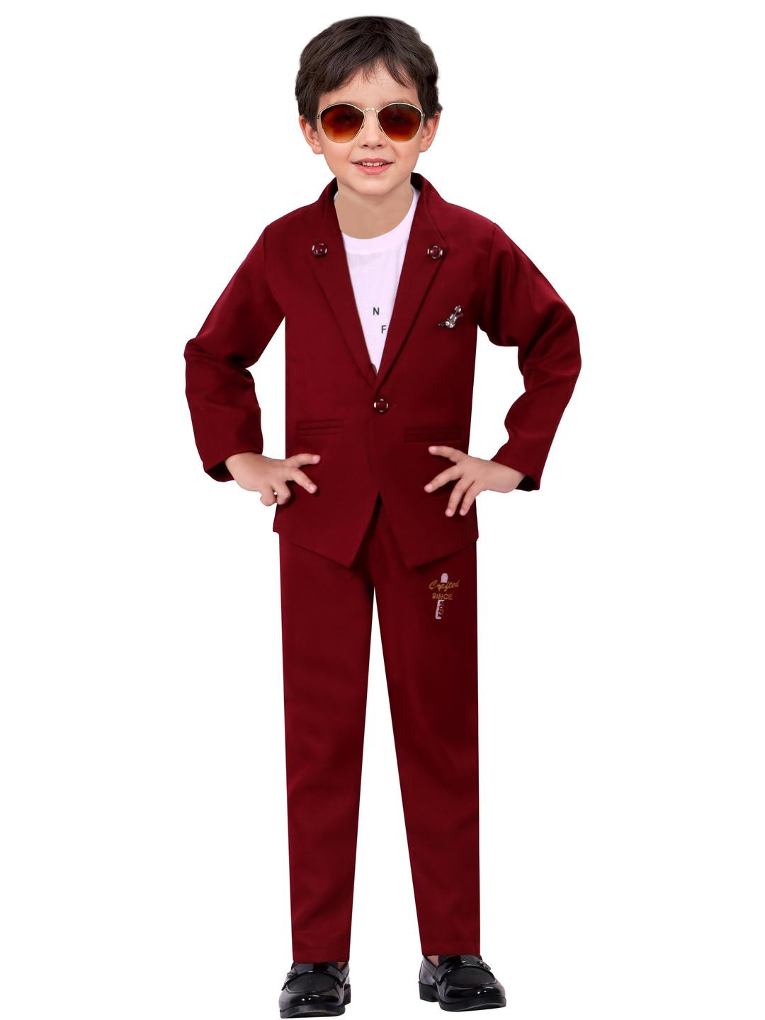 RICHIE RICH Boy Red Stylish Casual Long Sleeves Cotton Formal Blazer
