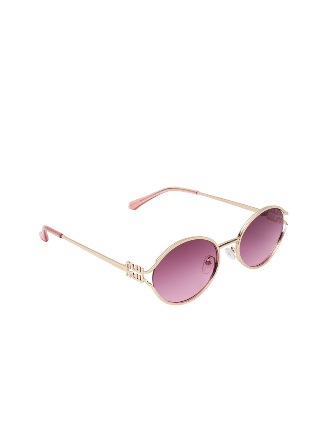 PELLE LUXUR Women Purple Lens & Gold-Toned Oval Sunglasses with UV Protected Lens PLSG8017
