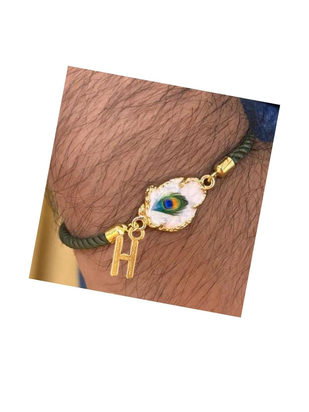 vs club Anti-Tarnish Metal Alphabet Rakhi Bracelet