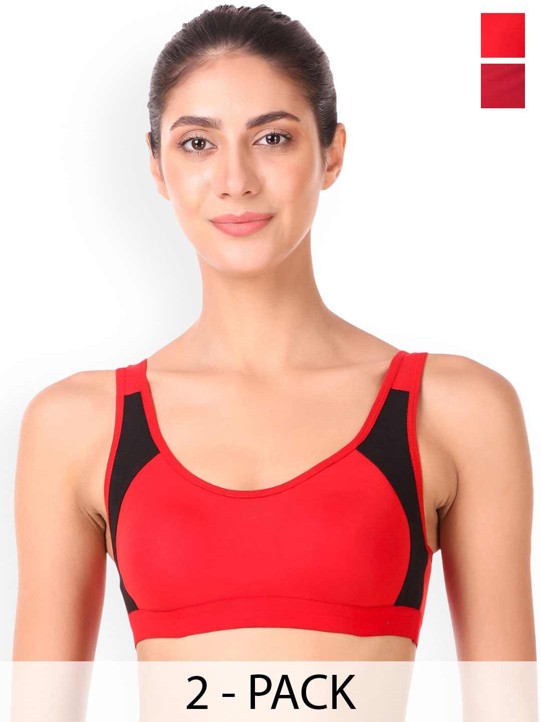 Halfspin Women Pack Of 2 Non Padded Full Coverage Cotton Sports Bras
