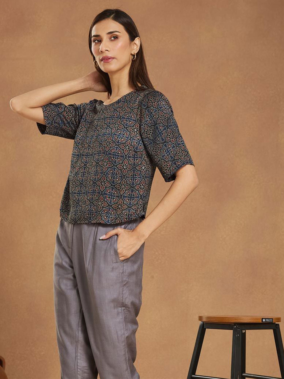 Fabindia Women Ajrakh Print Top