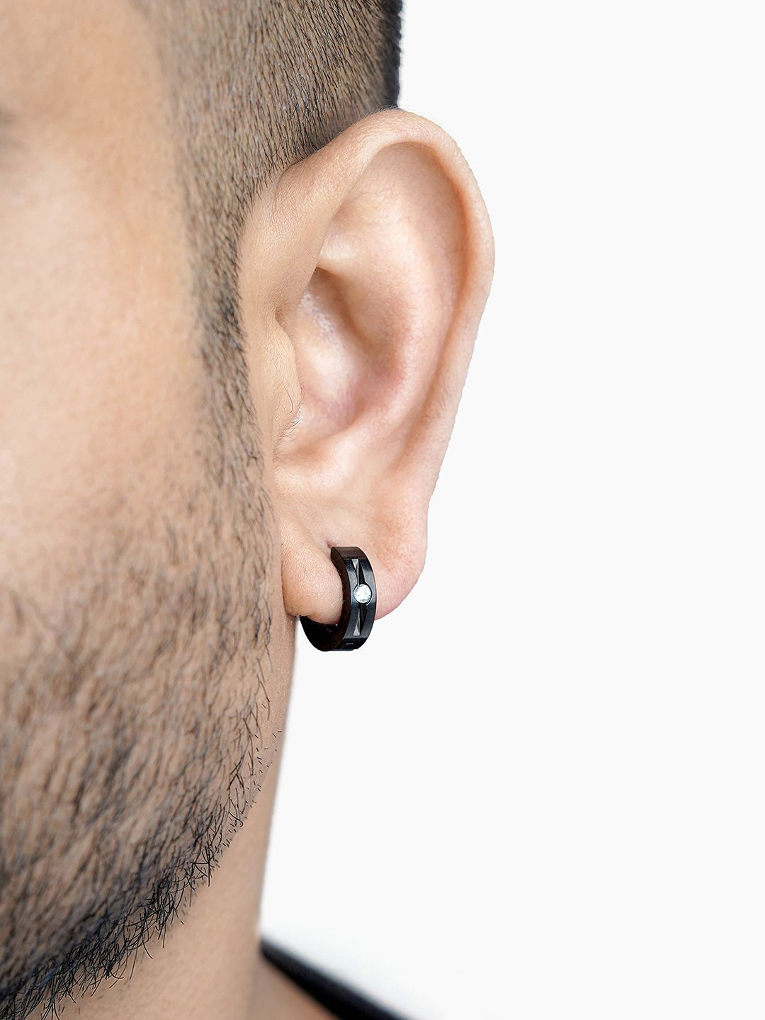 SWASHAA CZ Studded Contemporary Hoop Earrings