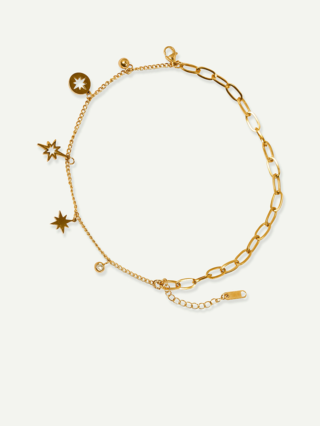 OUZEL Stainless Steel 18KT Gold-Plated Star Charm Bracelet