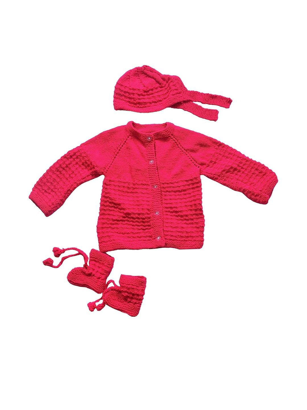 The Baby First Box Kids Self Design Woollen Front-Open Sweaters
