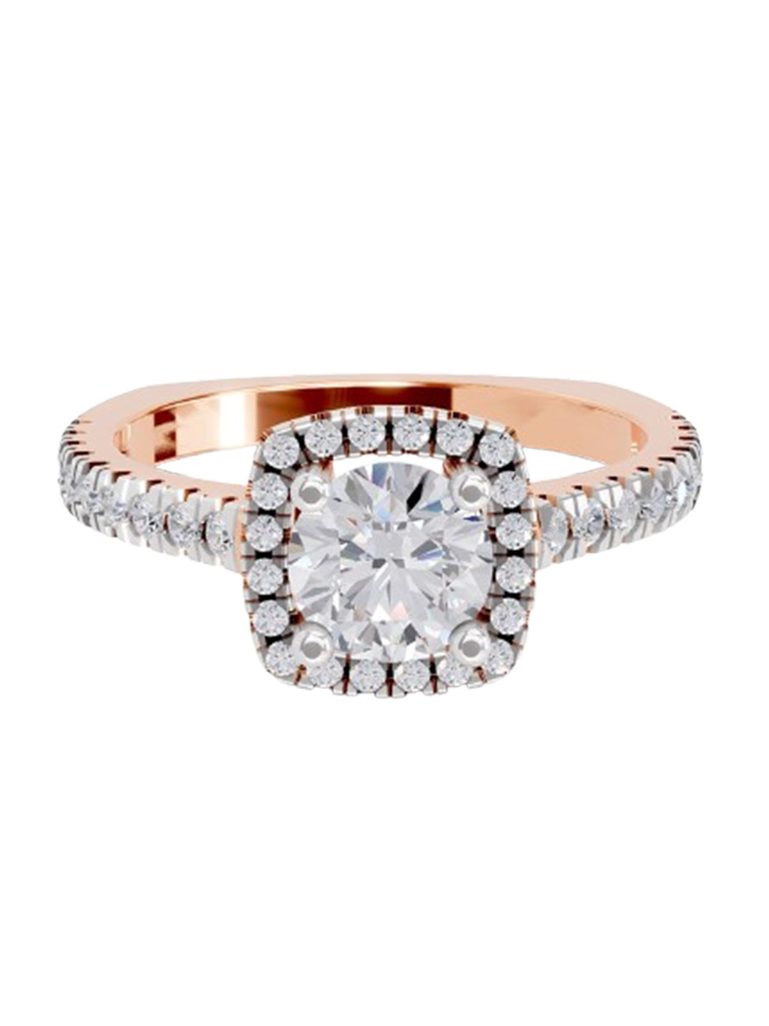 Sparkles 14K Rose Gold Lab Grown Diamond 1.17 Carat Round Shape Diamond Ring
