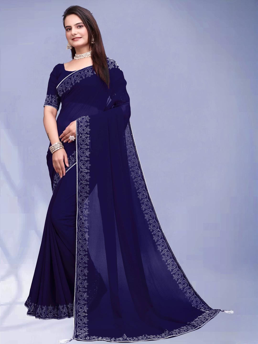 Meaven Tex Beads and Stones Embellished Pure Georgette Saree