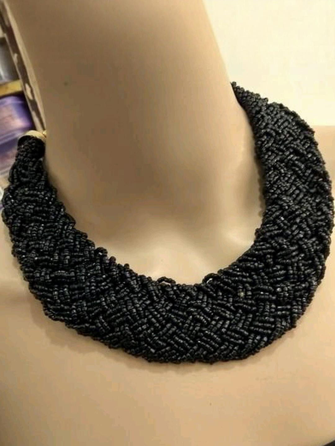 Grace Collections Women Black Twisted Beaded Necklace