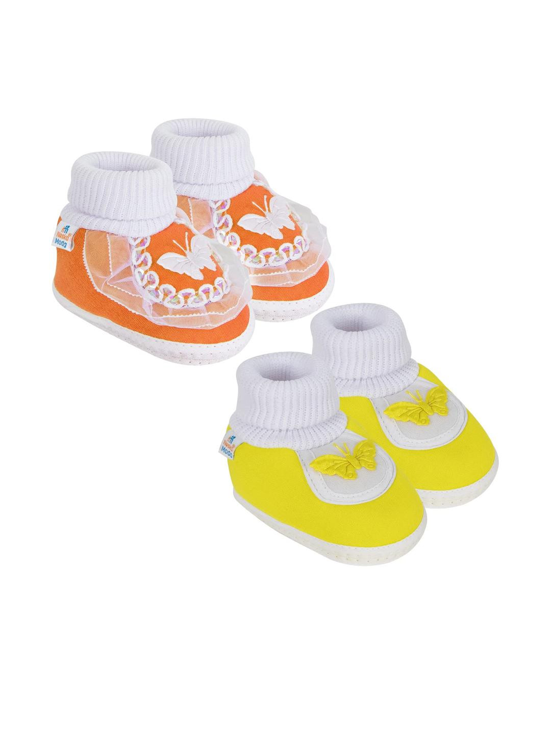 NESKA MODA Kids Unisex Pack Of 2 Front Butterfly Design Cotton Frill Casual Booties
