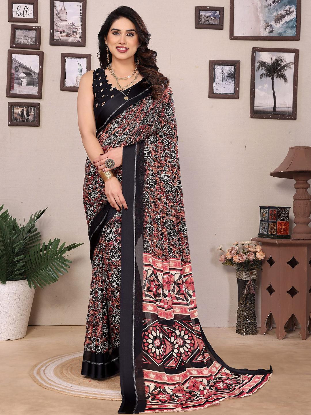 BerMondsey Designer Georgette Printed Saree