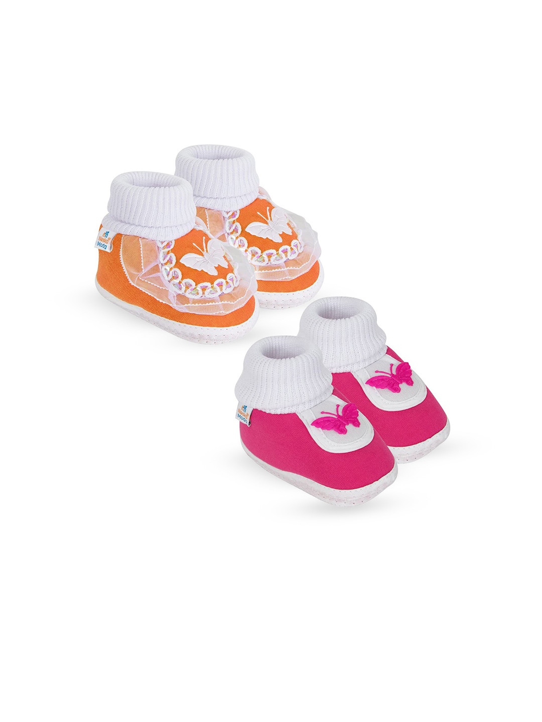 NESKA MODA Unisex Kids Set Of 2 Cotton Booties