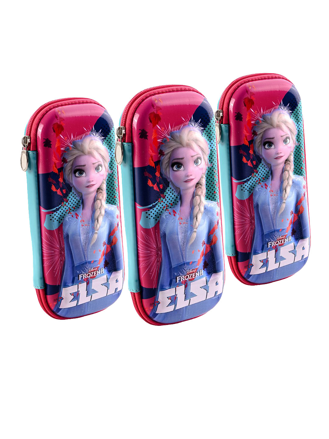 YK Girls Set Of 3 Frozen Elsa Printed Waterproof 3D Pencil Boxes