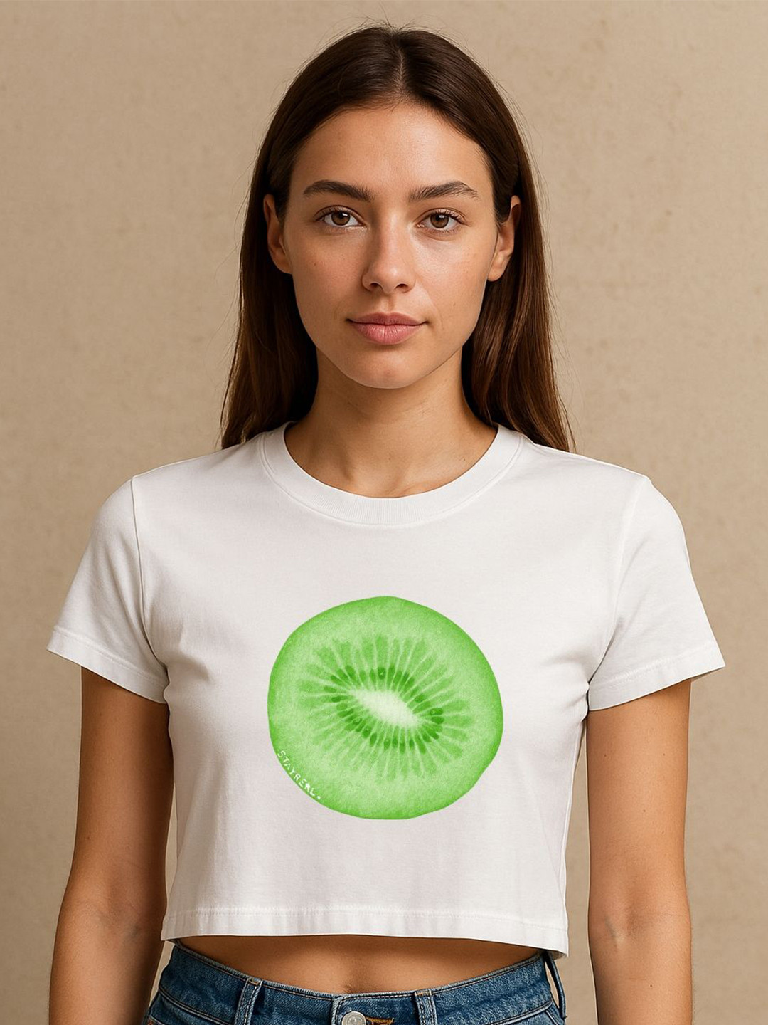Art By Ritik Women Kiwi Crop Tee