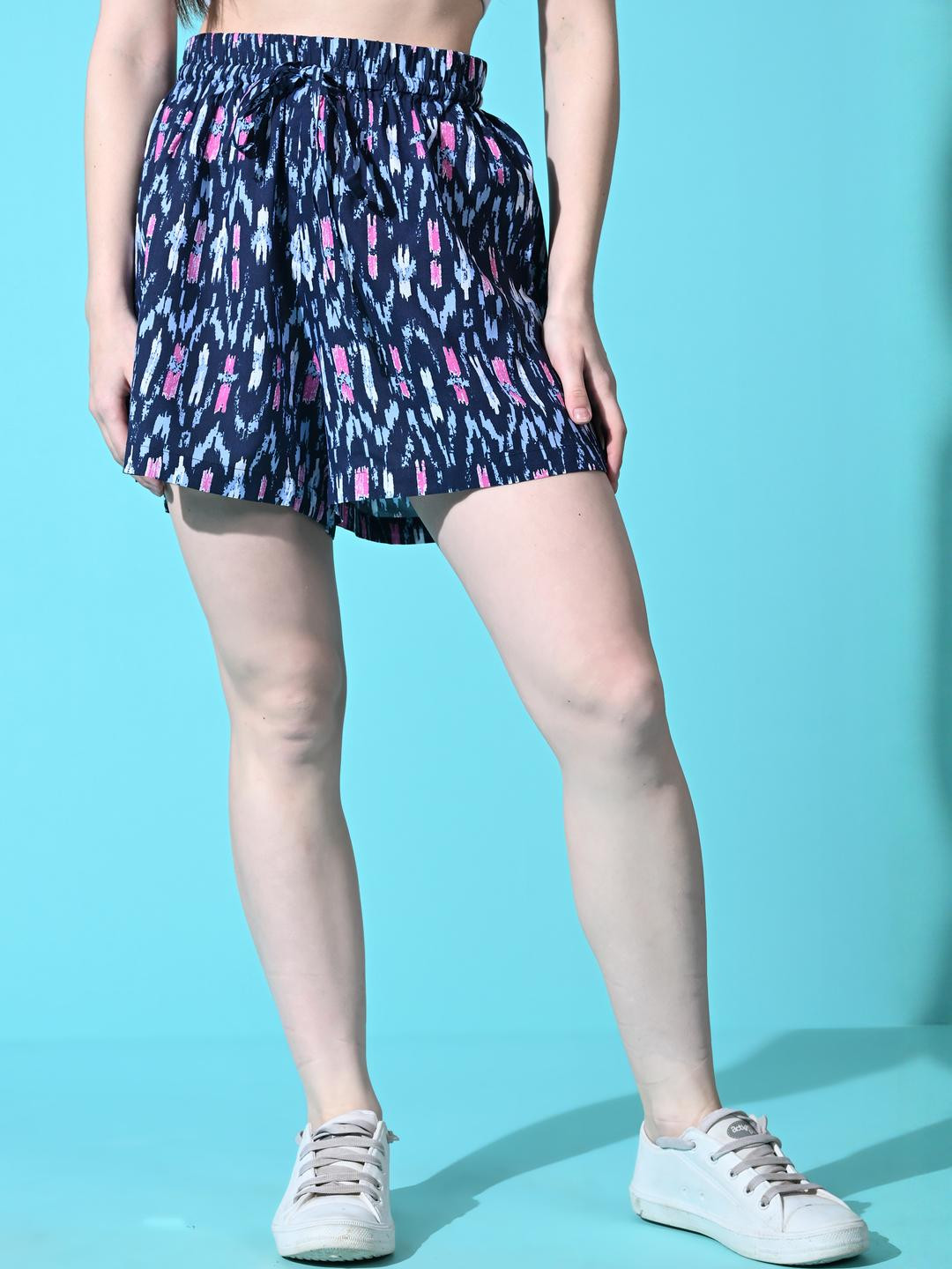 SMERA MART Women Blue Printed Shorts