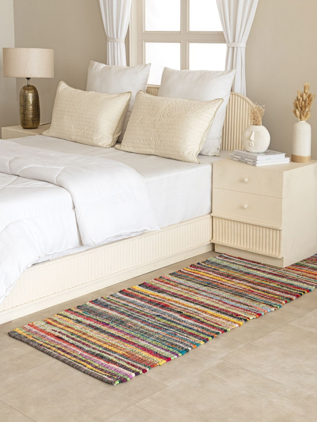 THEGASBH Striped Cotton Carpet