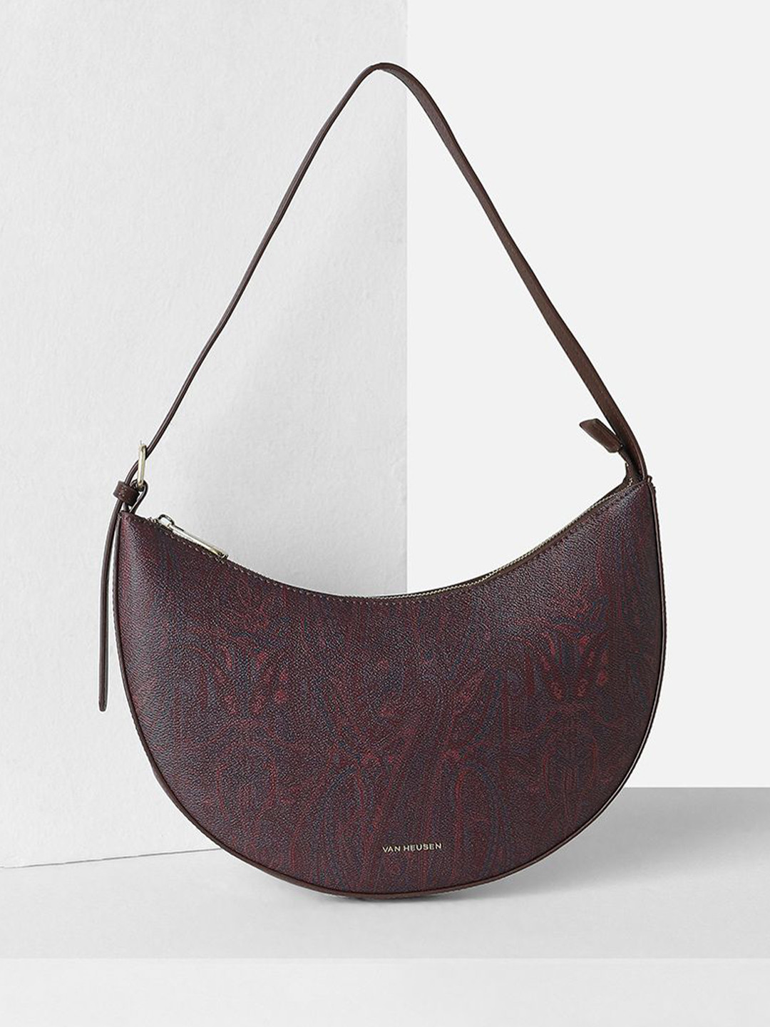 Van Heusen Woman PU Half Moon Handheld Bag with Cut Work