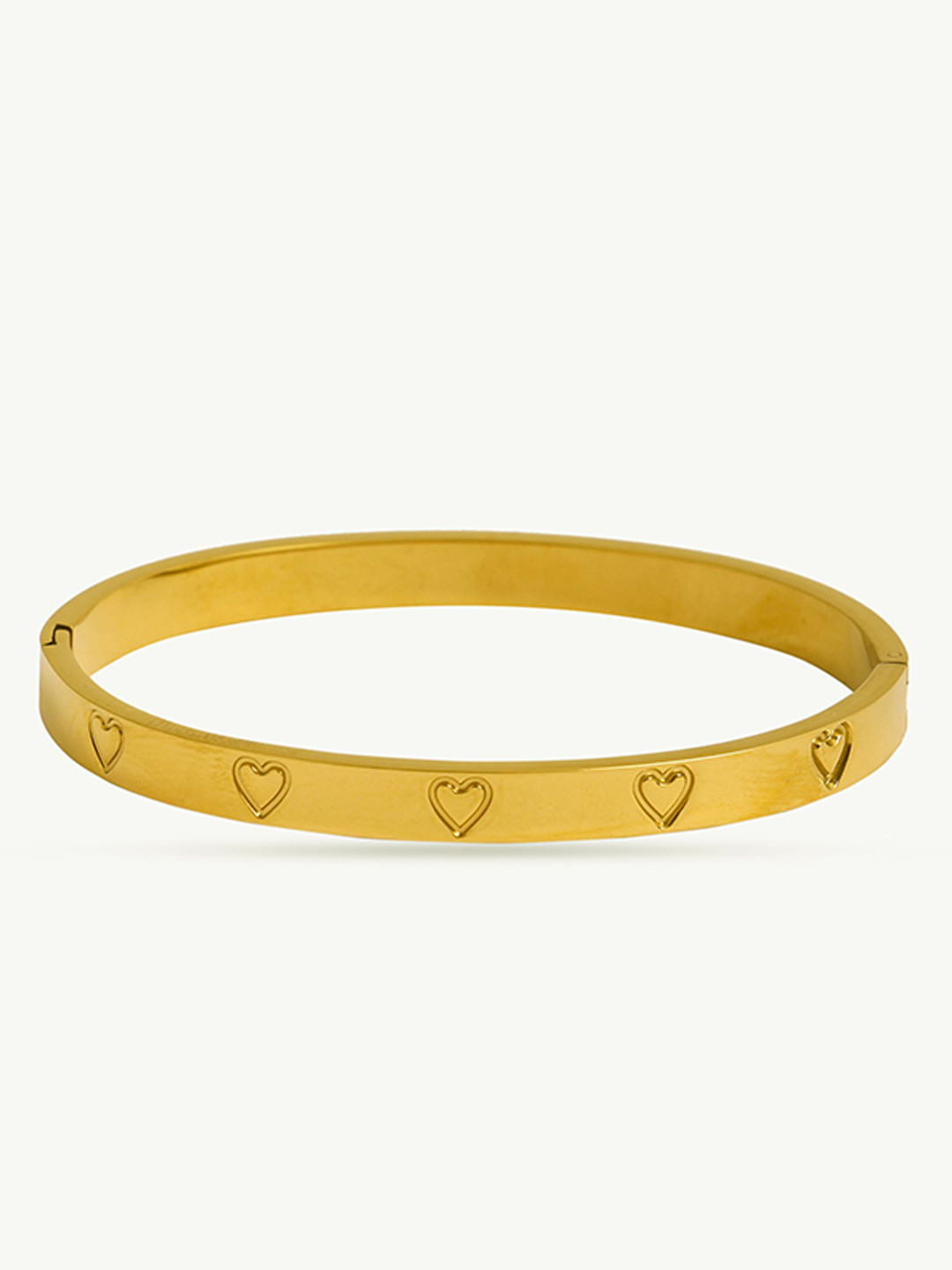 OUZEL Stainless Steel 18KT Gold-Plated Heart  Bangle-Style Bracelet