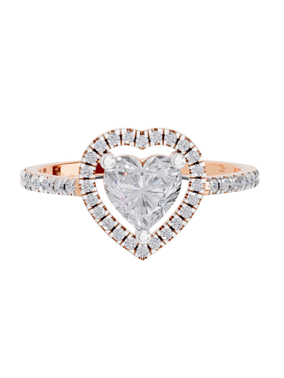 Sparkles Women 14K Rose Gold Lab Grown Diamond 0.97 Carat Heart & Round Shape Diamond Ring