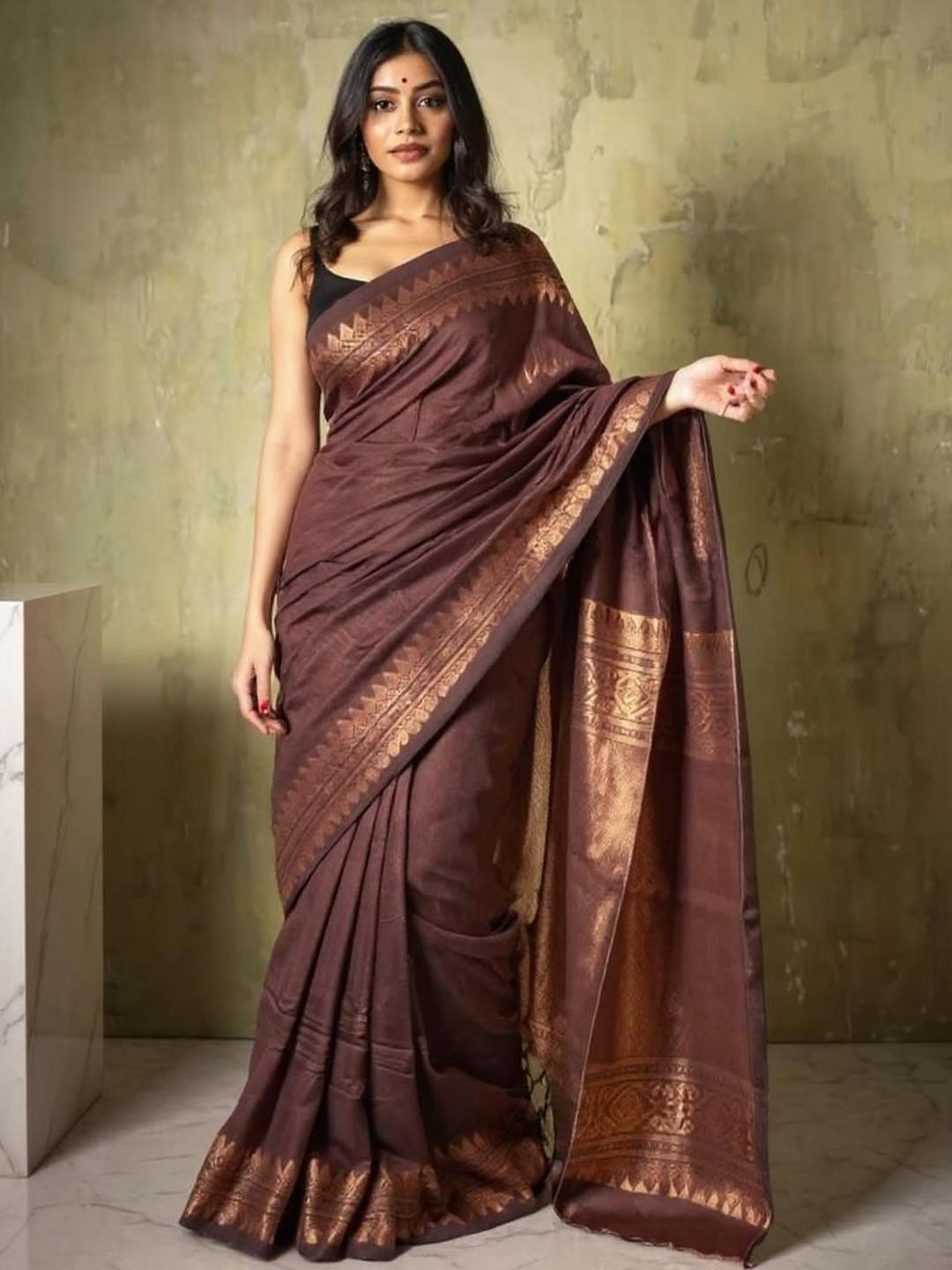 VILLE FASHION Woven Design Zari Kanjeevaram Sarees