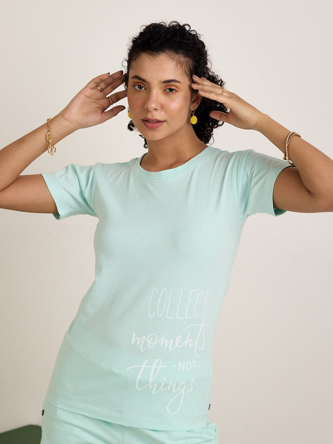 AVOCADO Typography Printed Round Neck Short Sleeves Cotton T-shirt