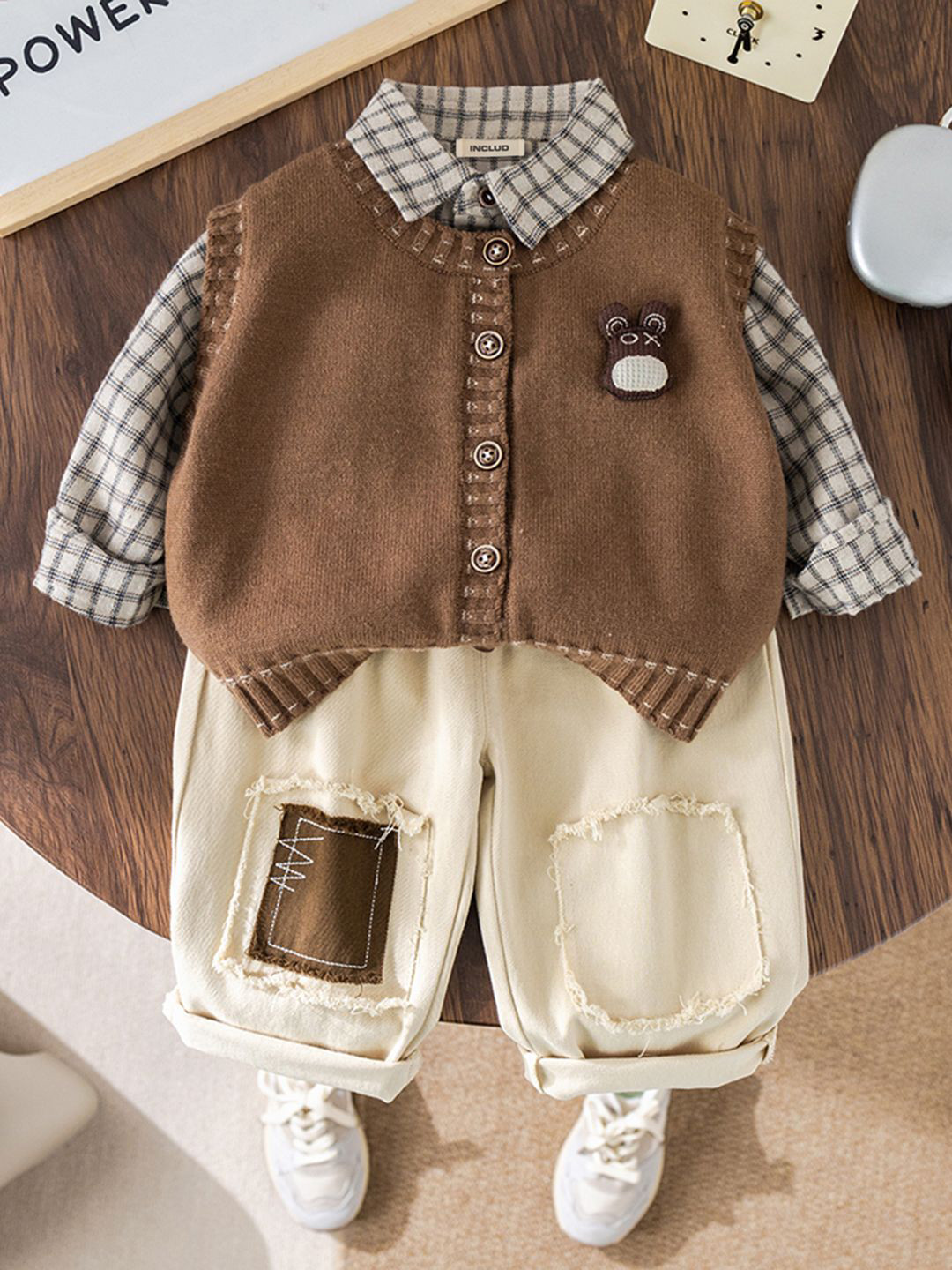 INCLUD Infant Boys Checked Shirt Collar Shirt With Trousers