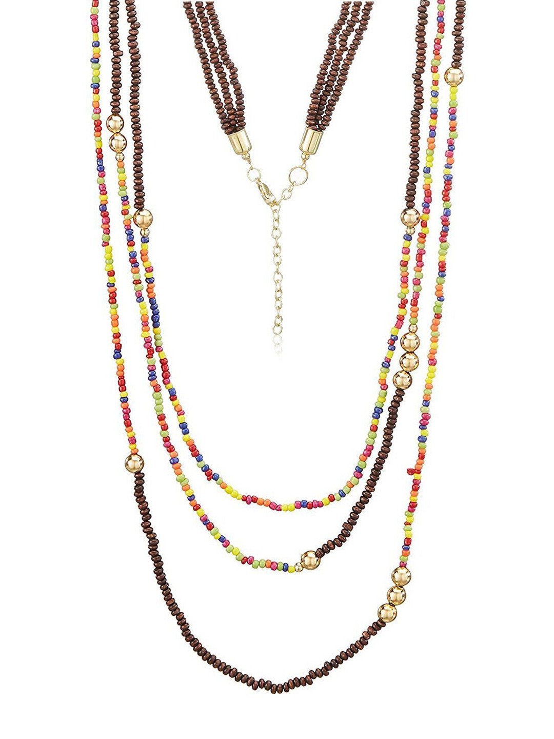 CHAHAT ACCESSORIES Brass-Plated Artificial Beads Layered Necklace