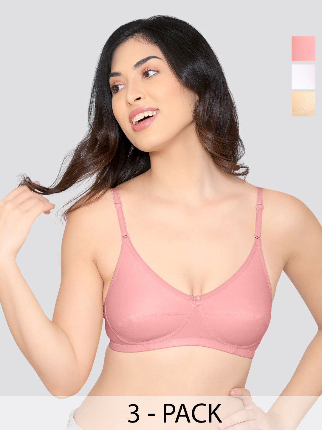 Kalyani Wamika Women Pack Of 3 Full Coverage Non Padded Cotton Minimizer Bra
