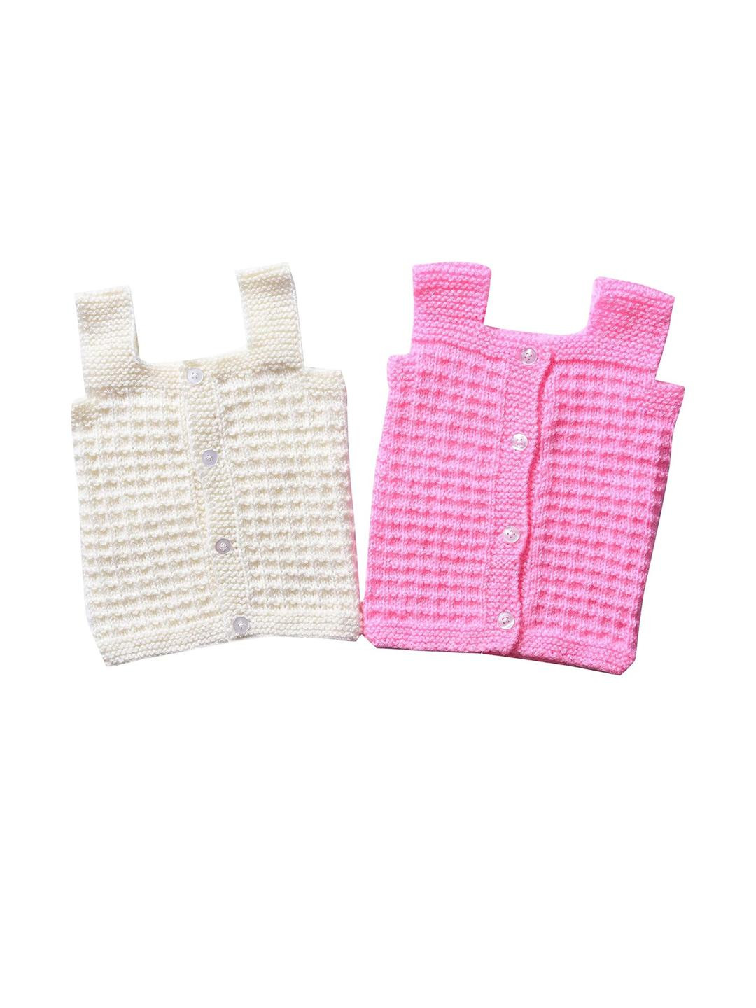 The Baby First Box Unisex Kids Pack Of 2 Pink & White Woolen Sweaters