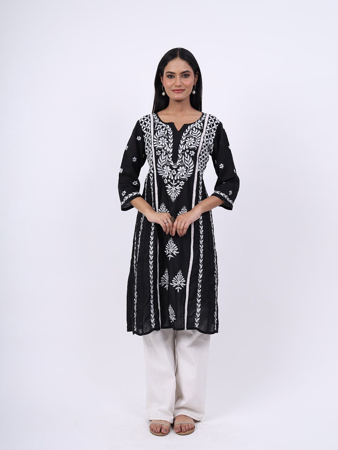 RIVAZ THREADS AND CO Women Ethnic Motifs Embroidered Daily Cotton A-Line Kurta