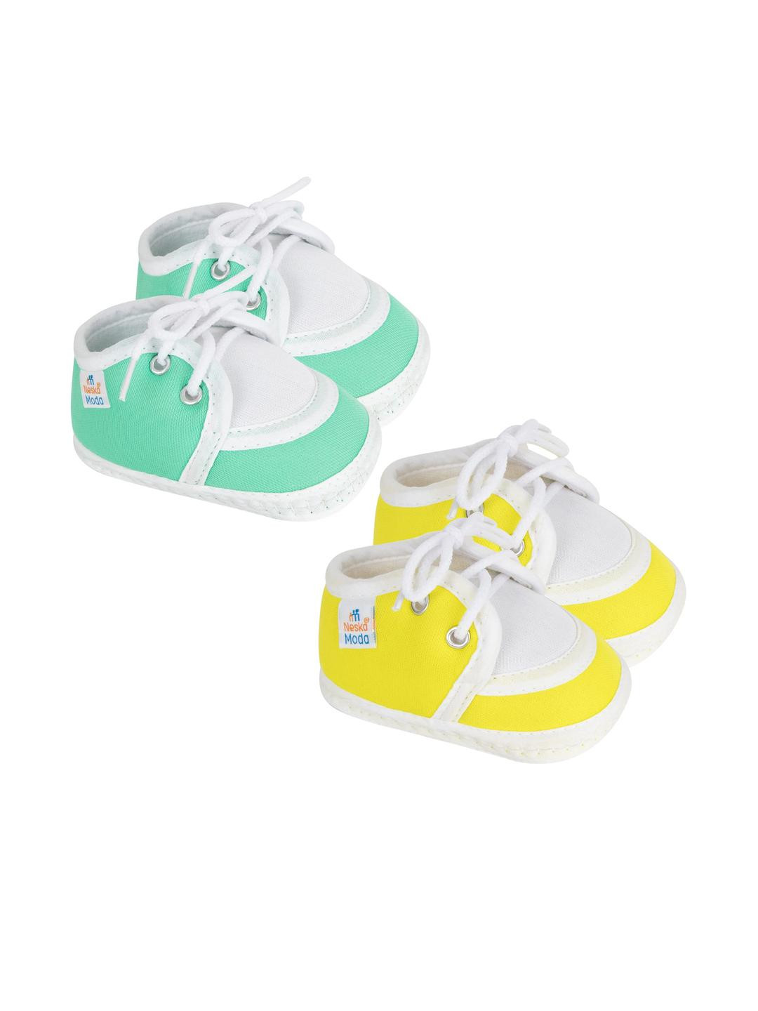 NESKA MODA Unisex Kids Pack of 2 Butterfly Detail Cotton Booties