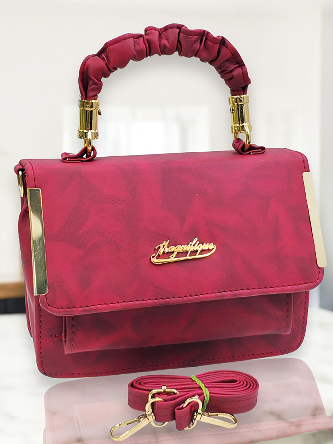 CANDY BAGS Textured Crossbody Handheld Bag With Embroidery