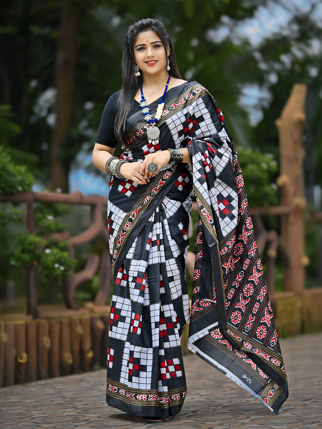 ETHNIC ODISHA HANDLOOM Ethnic Motifs Pure Cotton Sambalpuri Saree
