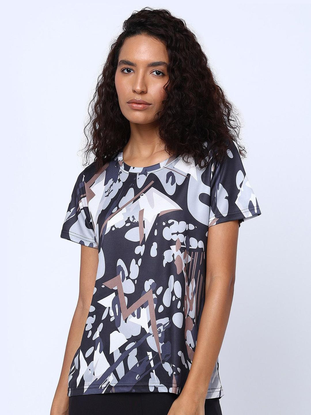 UMILDO Abstract Printed Short Sleeves Round Neck Dri-FIT T-shirt