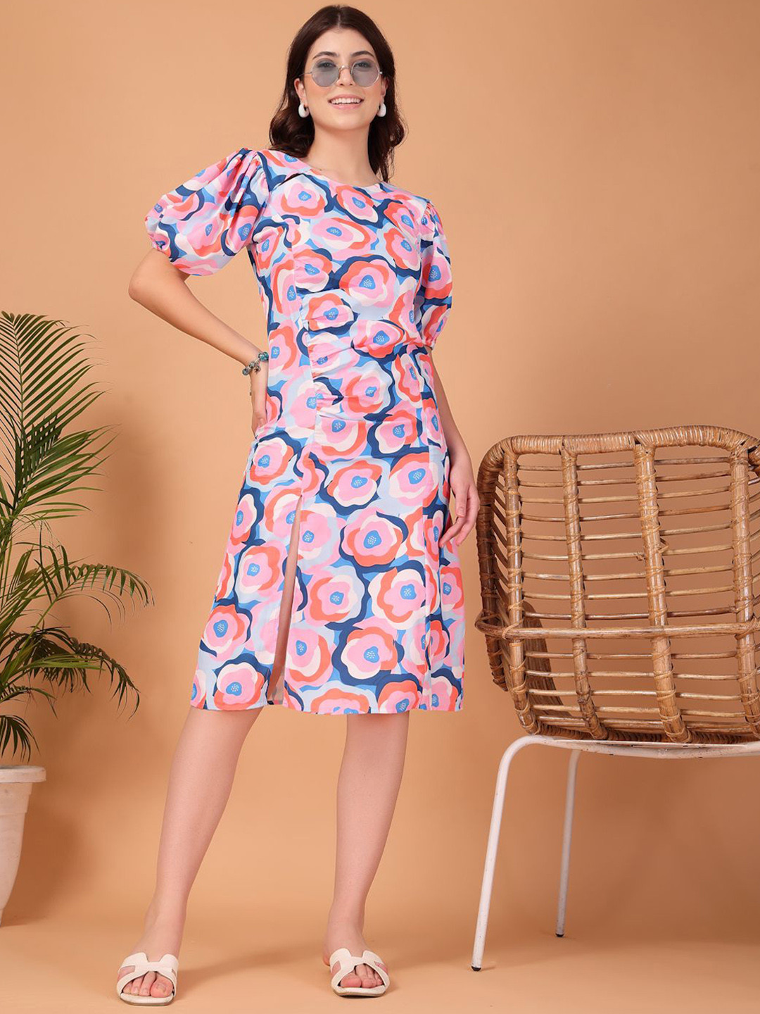 CUKOO Print Georgette A-Line Dress