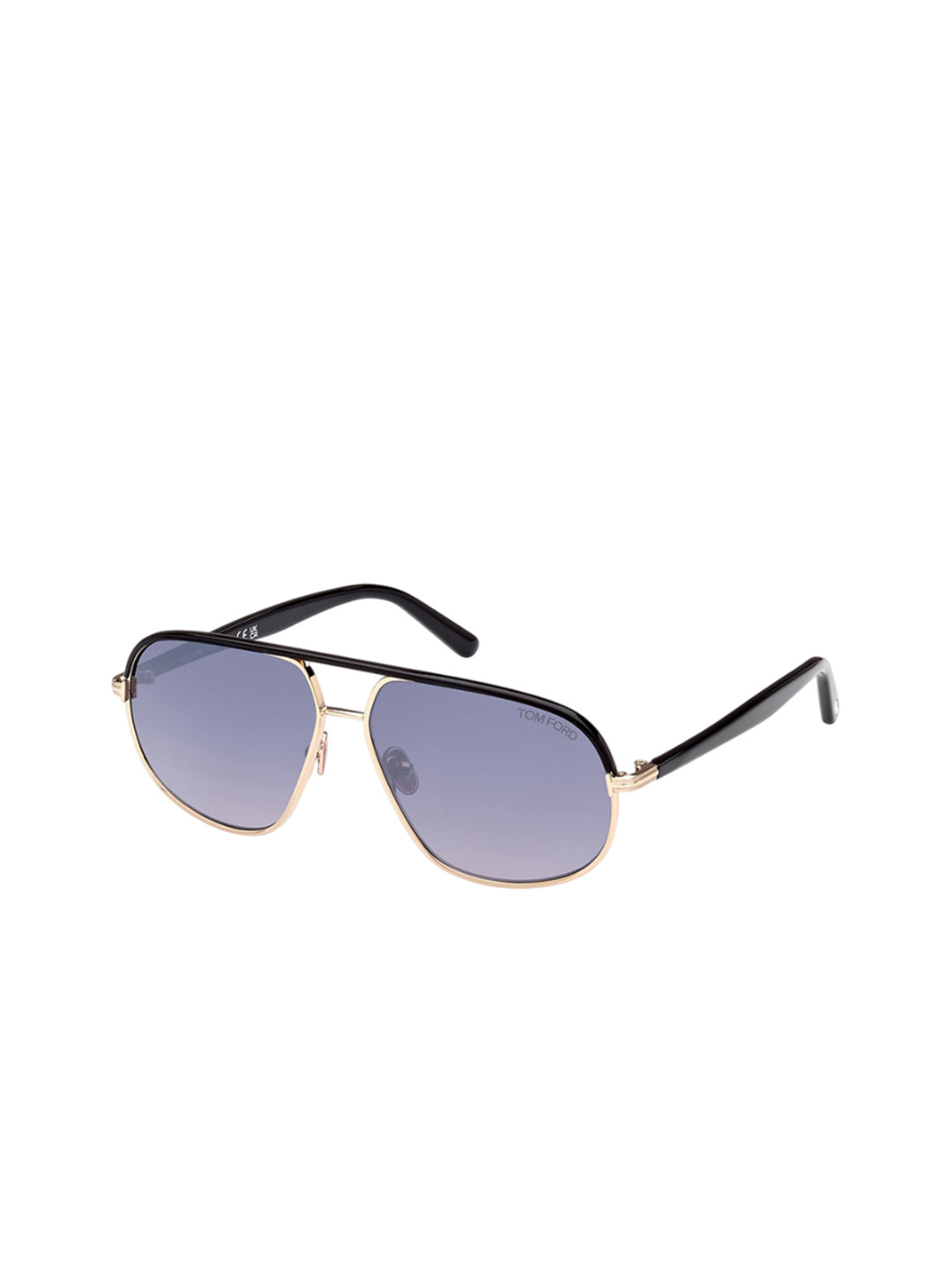 Tom Ford Men Grey UV Protected Gold-Toned Full Rimmed Aviator Sunglasses