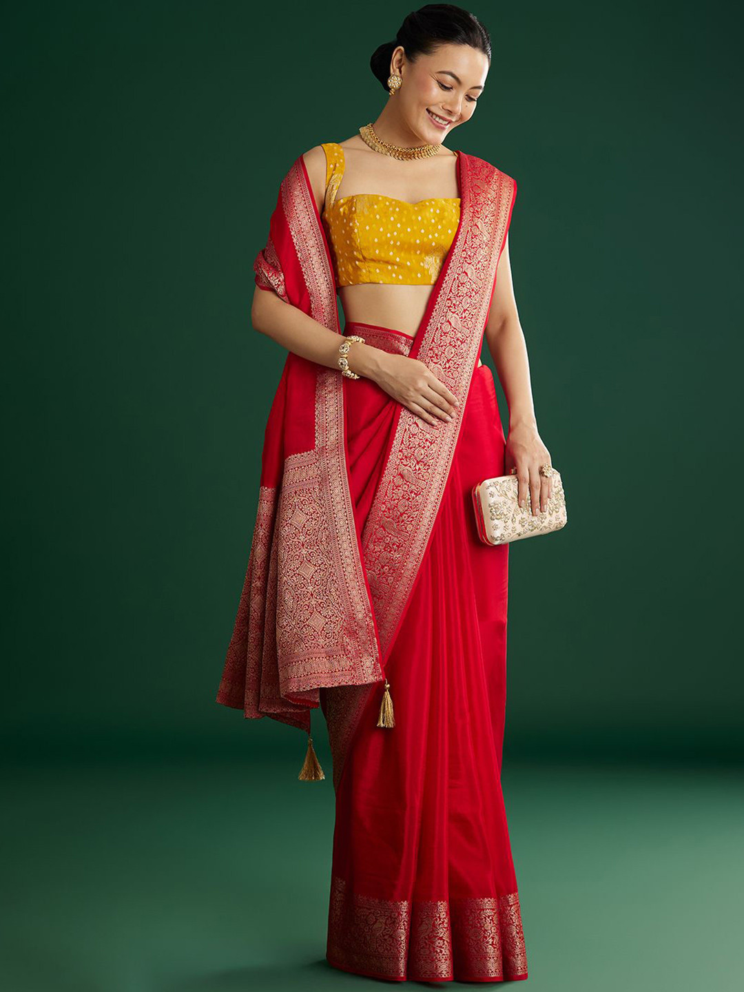 KALKI Fashion Woven Design Border Saree