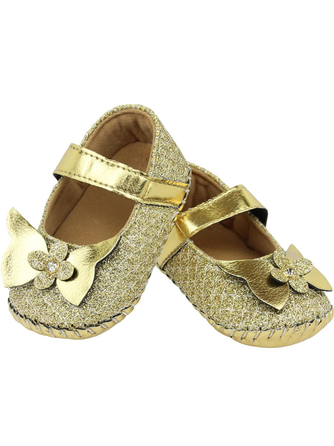 NESKA MODA Girls Gold Cotton Booties