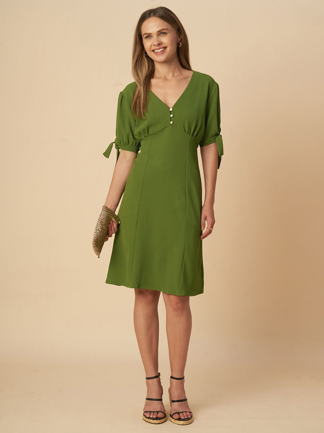 Chemistry Puff Sleeves Flit & Flare Dress