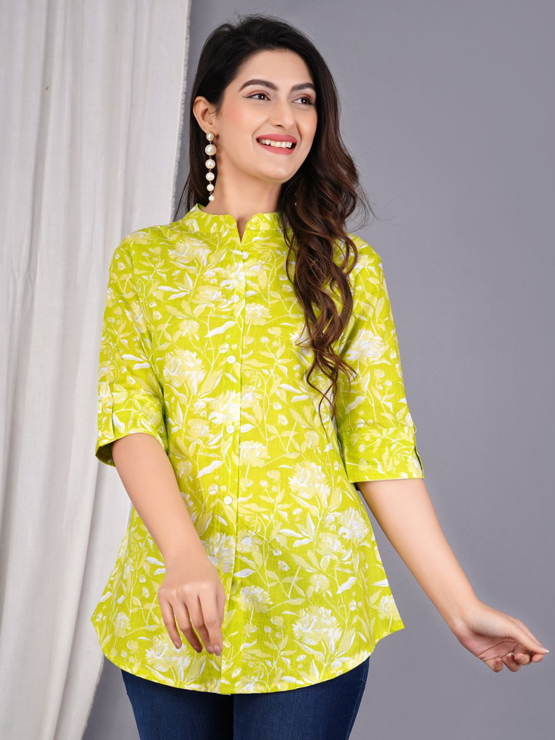 Gamyam Women Floral Printed Cotton Top