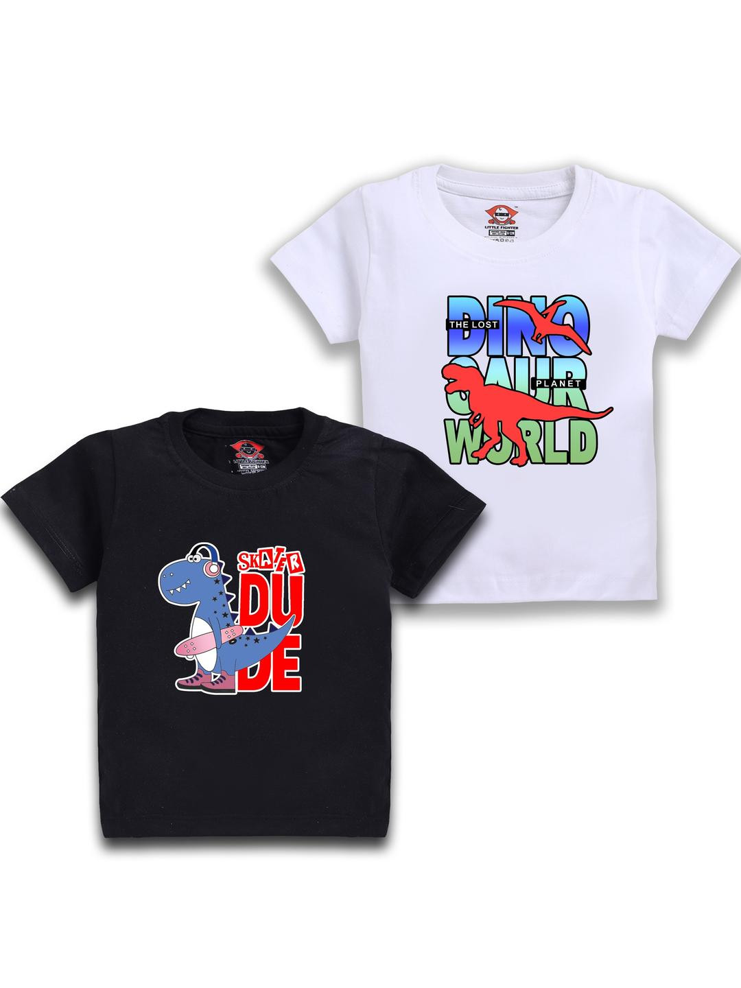 LITTLE FIGHTER Pack of 2 Boys Printed T-shirt