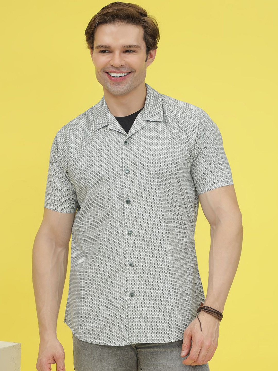 JAKANARY Slim Fit Opeque Printed Casual Shirt