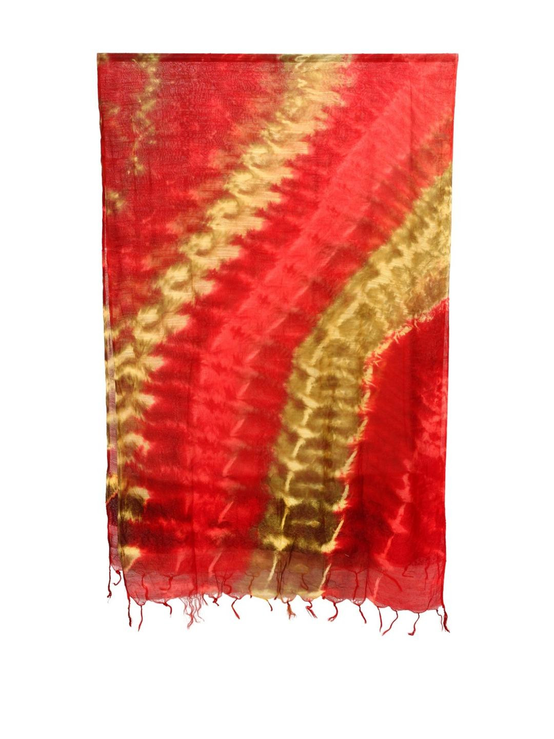 Tisser Woven Red Tie & Dye Silk Dupatta