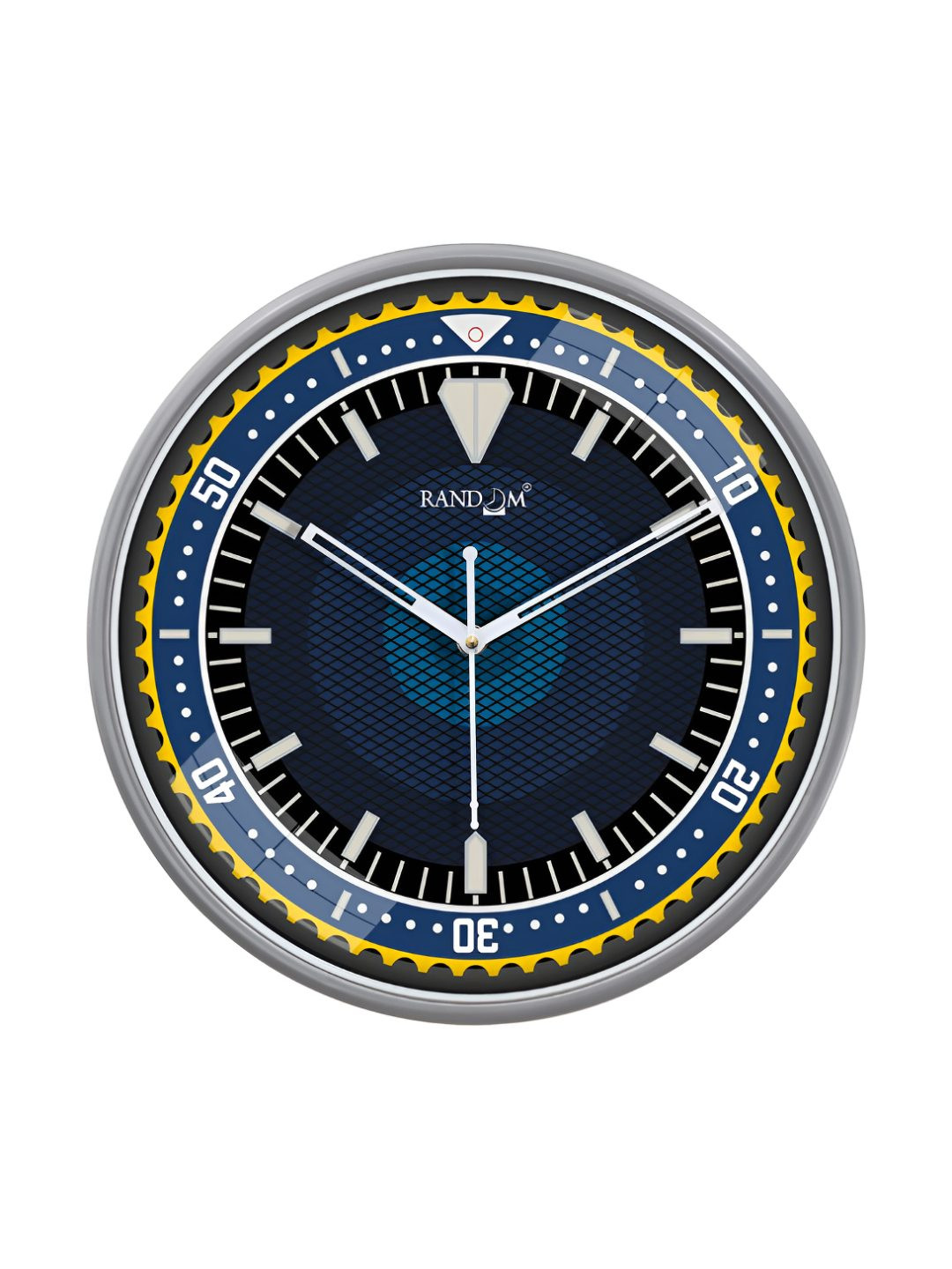 RANDOM Blue & Silver-Toned Printed Contemporary Analogue Wall Clock